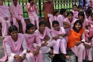 School girls in India, pose for my camera