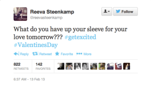 Reeva's Tweet, a day before her death.