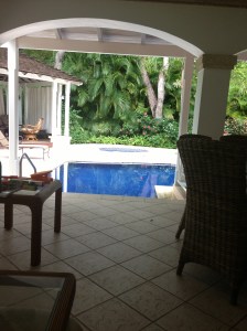 Just a few steps from chair to pool...