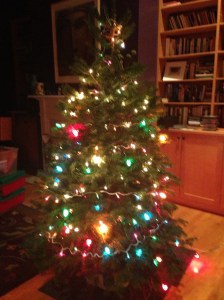 A lit tree welcomed me home.