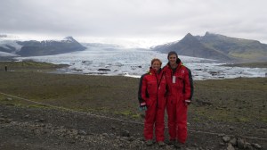 We geared up in our stylish red suits, and then hiked down to the icebergs...